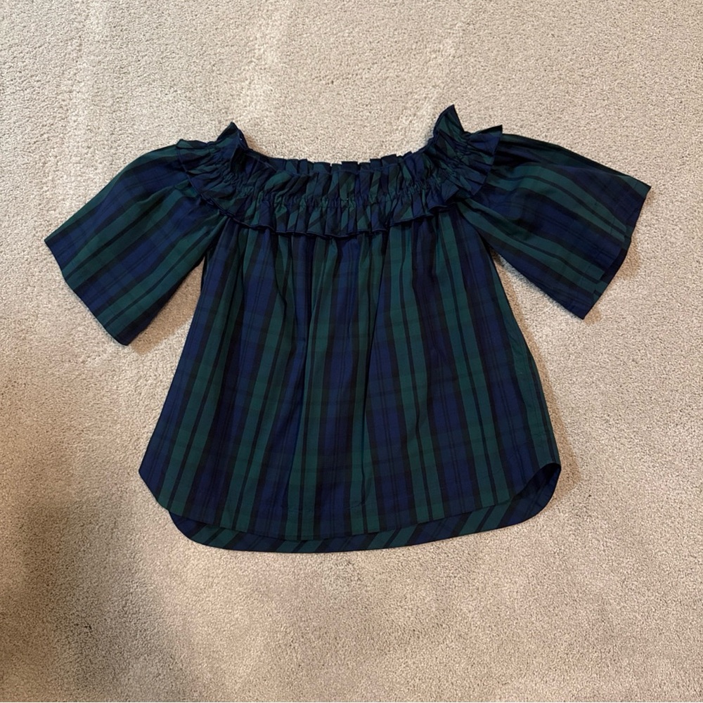 Vineyard Vines tartan plaid off shoulder top XS